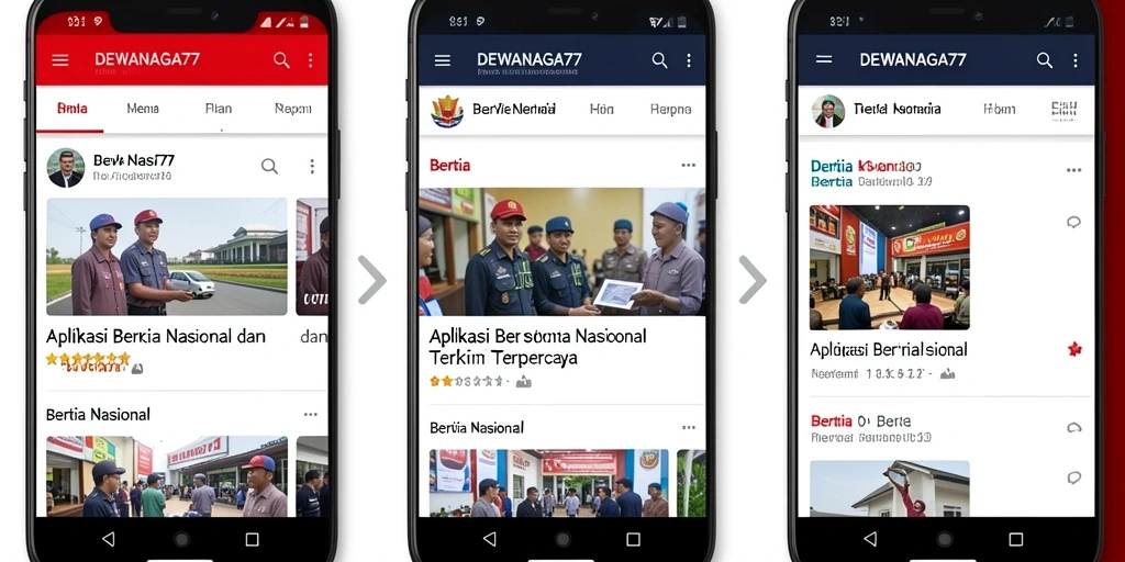 Tampilan antarmuka aplikasi DEWANAGA77 untuk berita nasional secara jelas dan informatif.