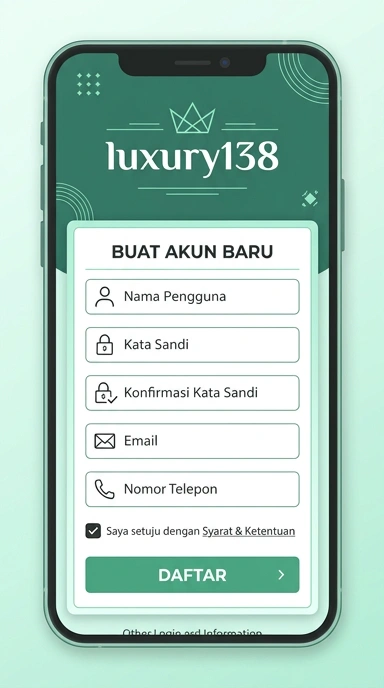 Tampilan halaman daftar luxury138